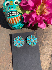Turquoise Flower Cluster Earrings #5