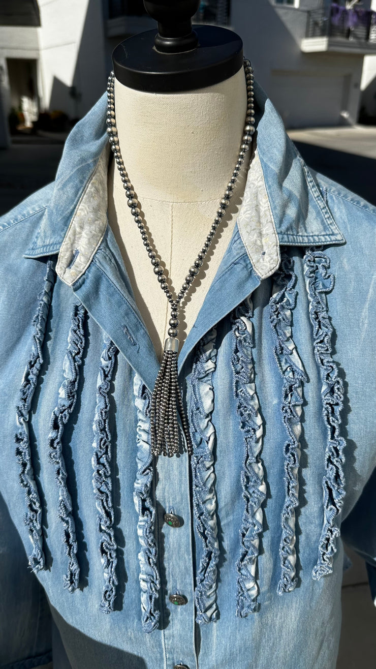20" "Navajo Style" Pearl Tassel Necklace