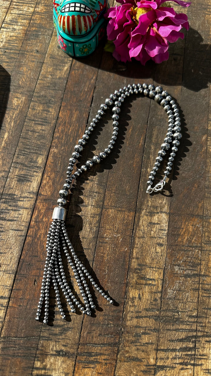 20" "Navajo Style" Pearl Tassel Necklace