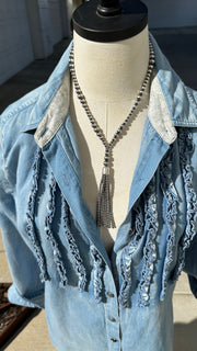 18" "Navajo Style" Pearl Tassel Necklace