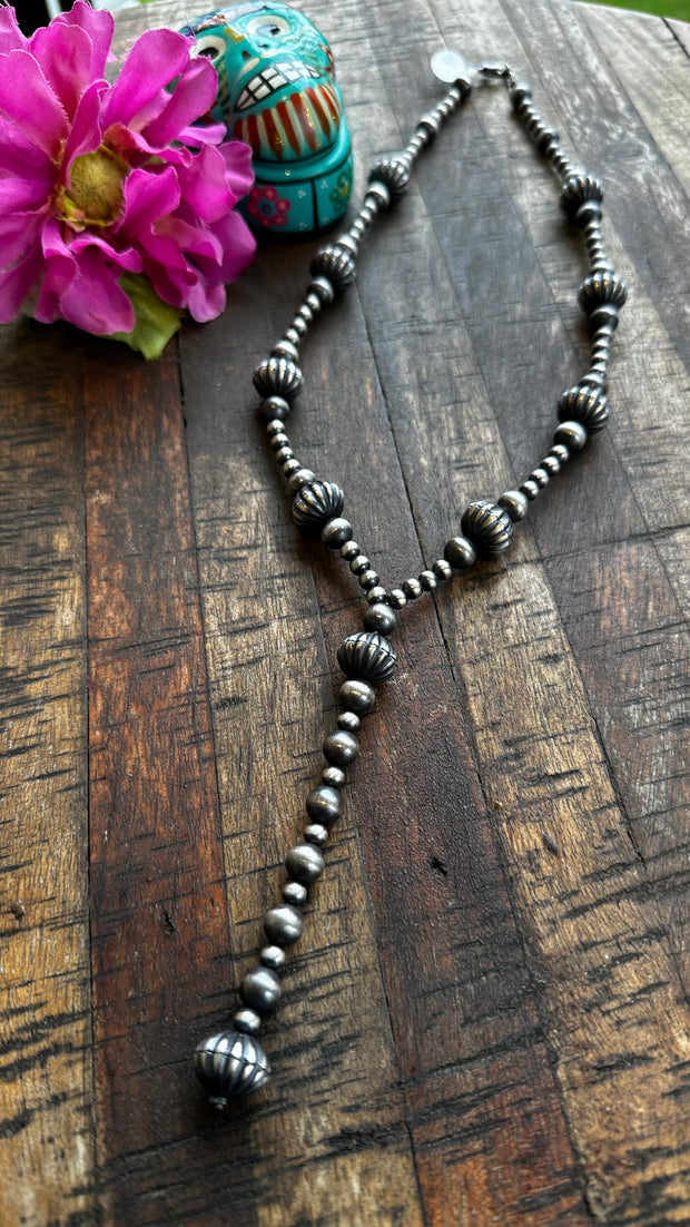 20" Stamped Navajo Pearl "Y" Necklace