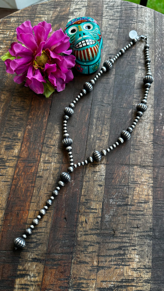 20" Stamped Navajo Pearl "Y" Necklace