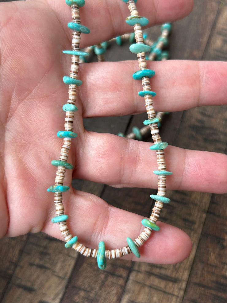 43" Turquoise and Heishi Strand  #49