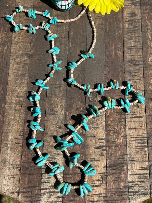 36" Turquoise and Heishi Strand  #52