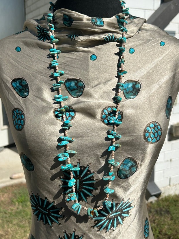 36" Turquoise and Heishi Strand  #52