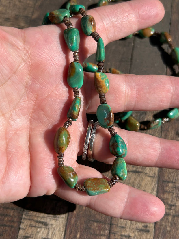 37"  Green Turquoise and Heishi Strand  #54