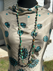 37"  Green Turquoise and Heishi Strand  #54