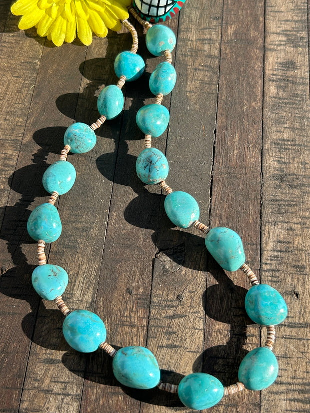 Blue Turquoise and Heishi Strand #82