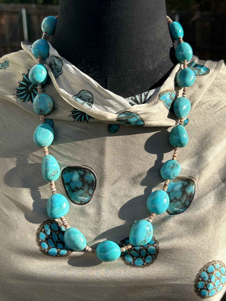 Blue Turquoise and Heishi Strand #82