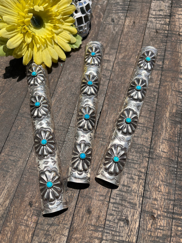 6" Stamped Sterling and Kingman Braid Keeper