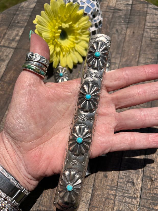 6" Stamped Sterling and Kingman Braid Keeper