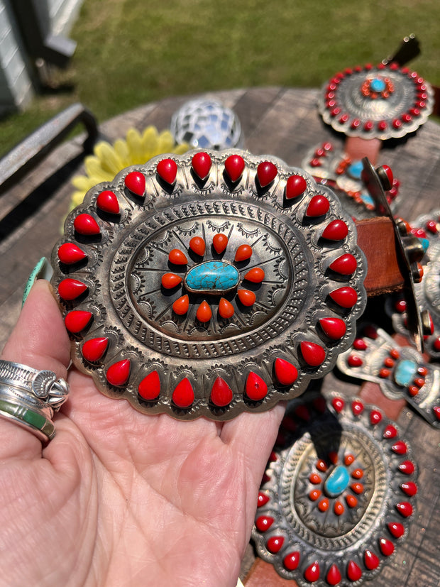 Spiny and Turquoise Concho Belt