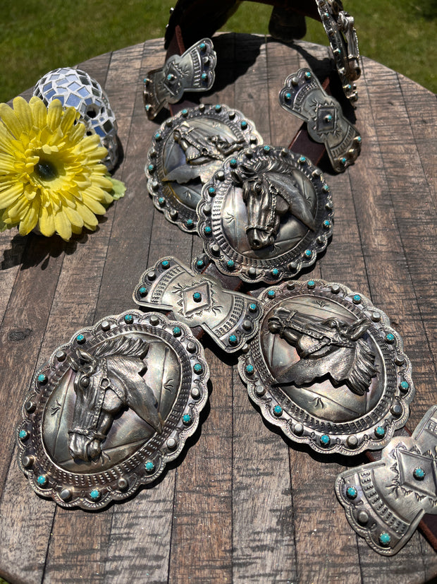 Turquoise Horse Head Concho Belt