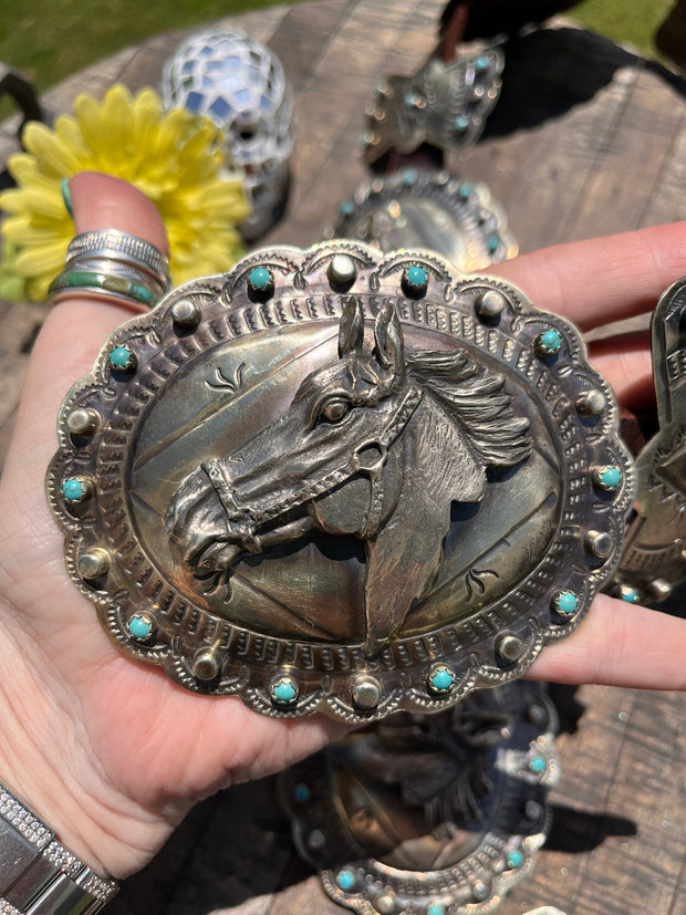 Turquoise Horse Head Concho Belt