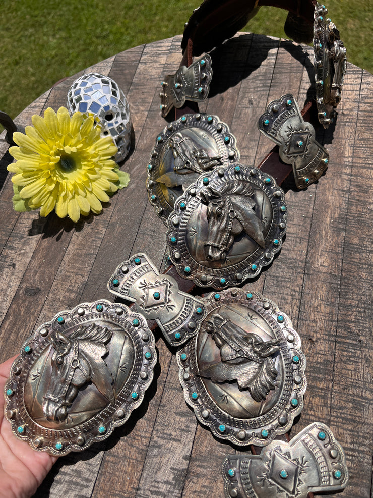 Turquoise Horse Head Concho Belt