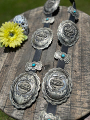 Turquoise Lady of Guadalupe Concho Belt