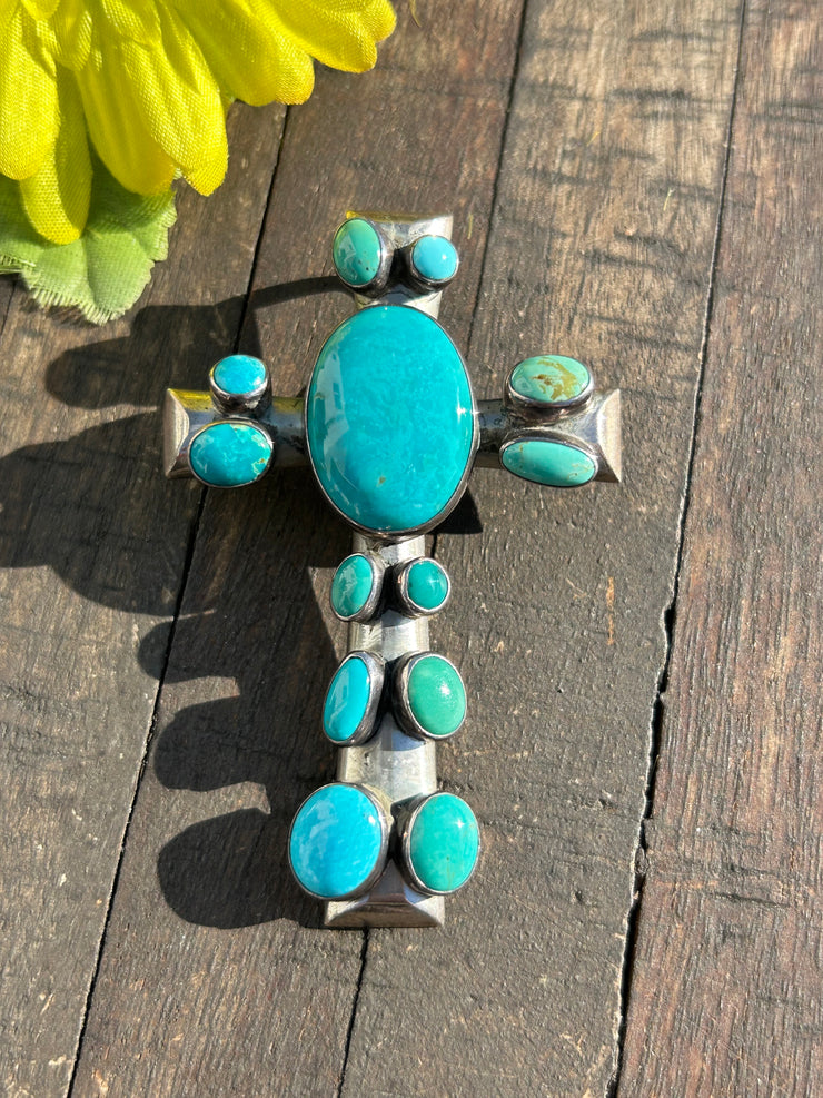 Vintage Turquoise Cross Pendant