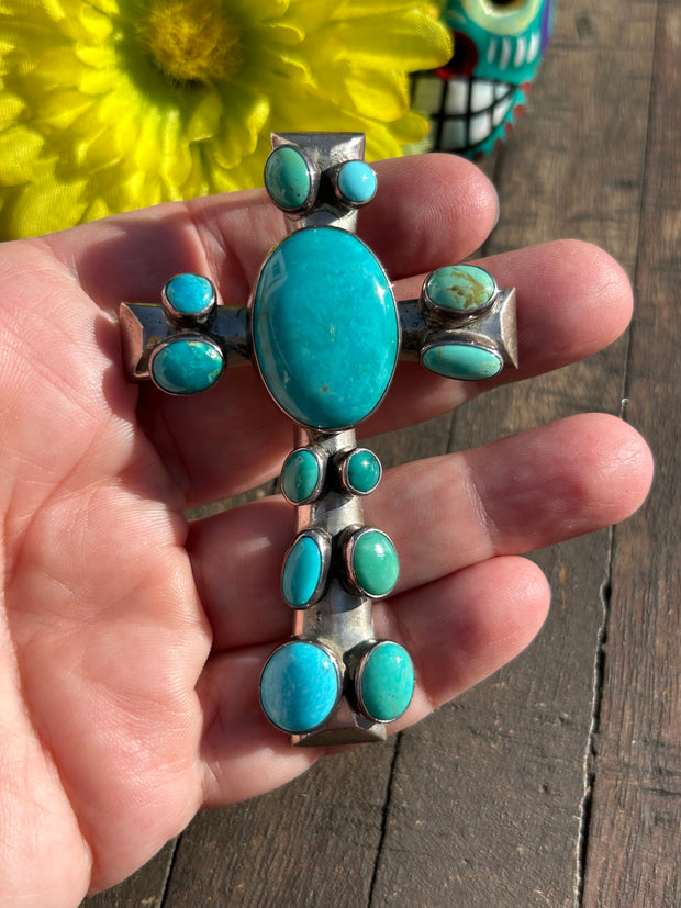 Vintage Turquoise Cross Pendant