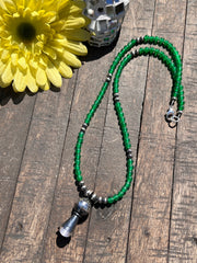 Amazonite Bead Necklace with Squash Blossom Pendant