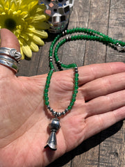 Amazonite Bead Necklace with Squash Blossom Pendant