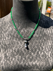 Amazonite Bead Necklace with Squash Blossom Pendant