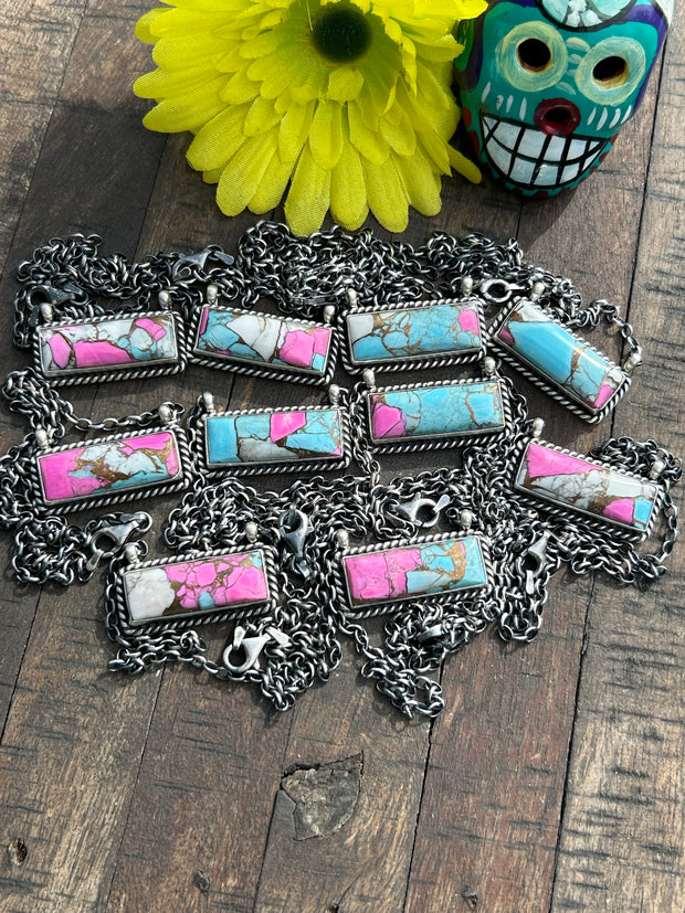 Cotton Candy Kingman Bar Necklaces 1-10