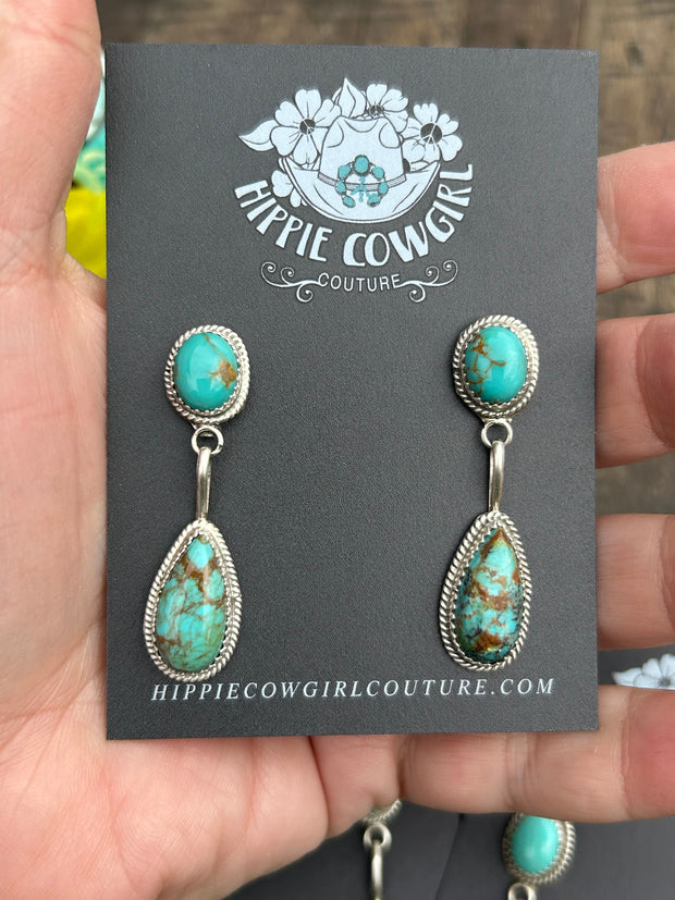 2 Stone Kingman Dangle Earrings