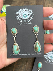 2 Stone Kingman Dangle Earrings