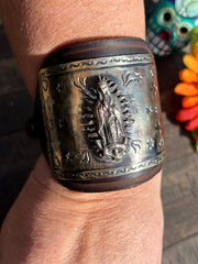 Lady of Guadalupe Leather Cuff