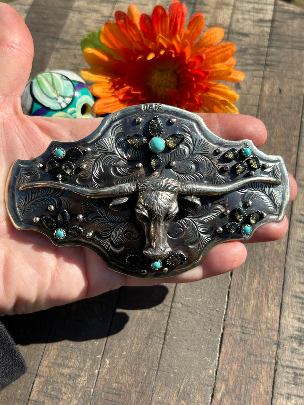 Hand Engraved Longhorn Belt Buckle