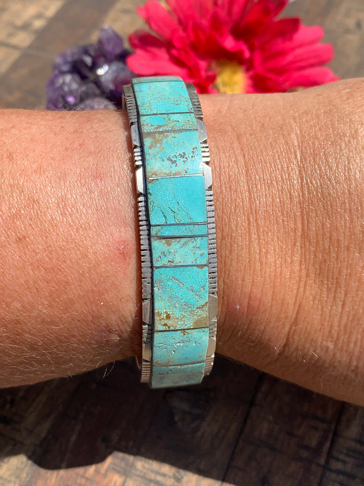 #8 Turquoise Inlay Cuff- A