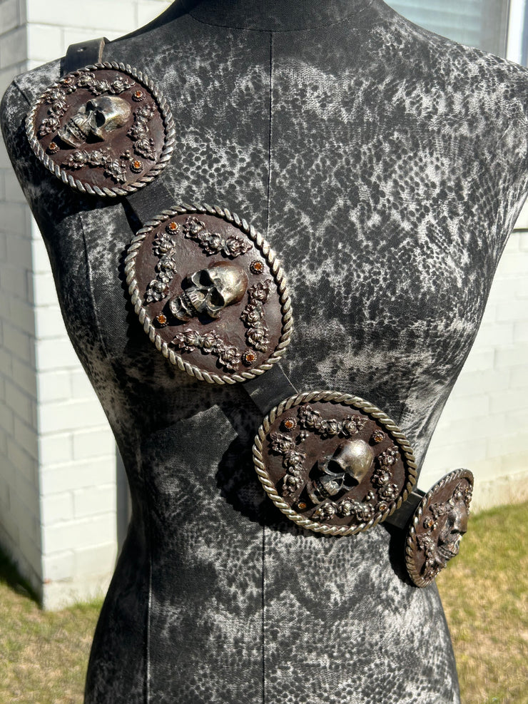 Skull and Flower Concho Belt