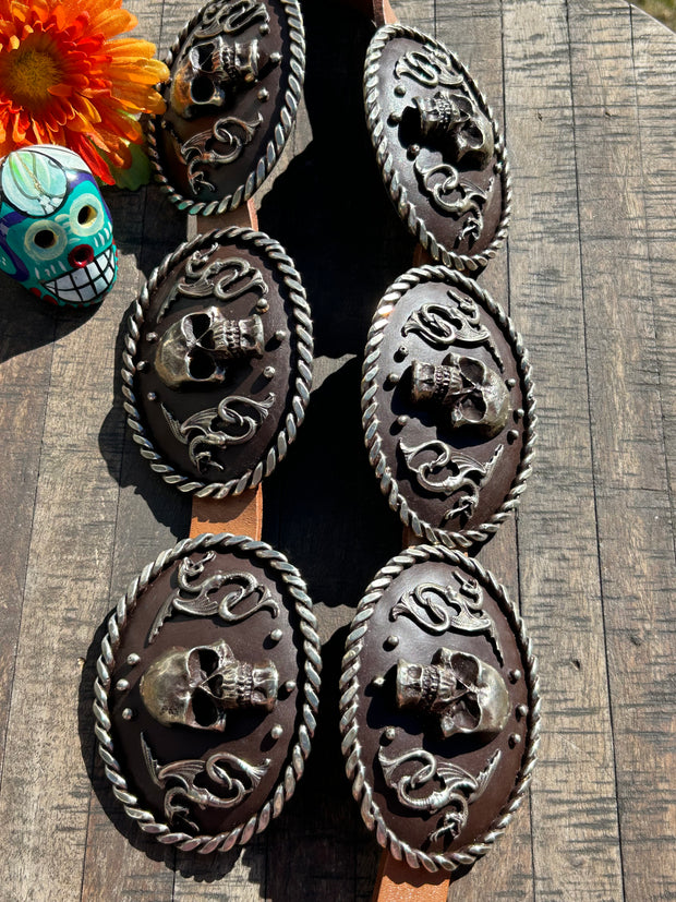 Skull and Gargolas Concho Belt