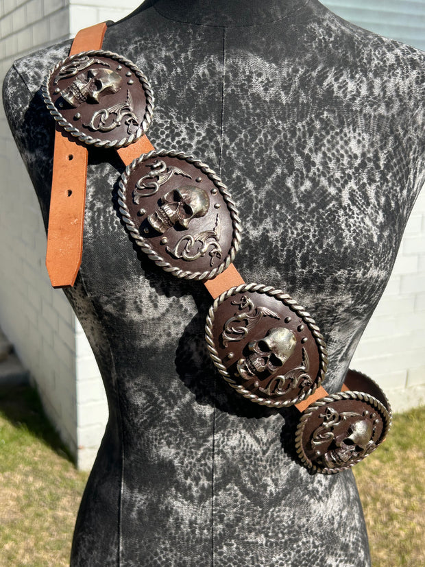 Skull and Gargolas Concho Belt