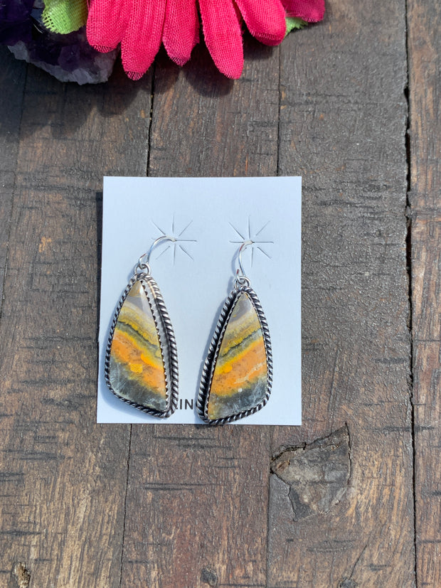 Bumblebee Jasper Dangle Earrings- A