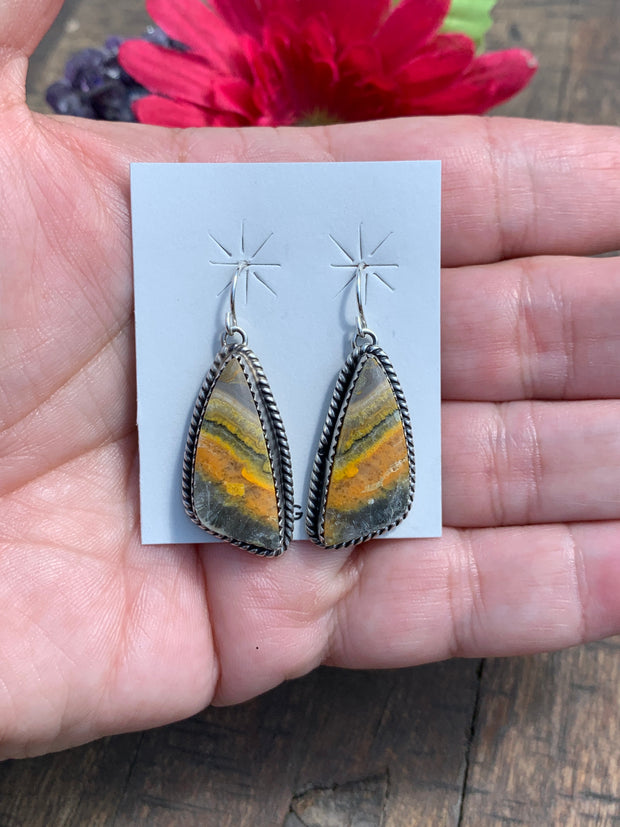 Bumblebee Jasper Dangle Earrings- A