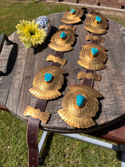 **PRE-ORDER** Gold and Turquoise Concho Belt