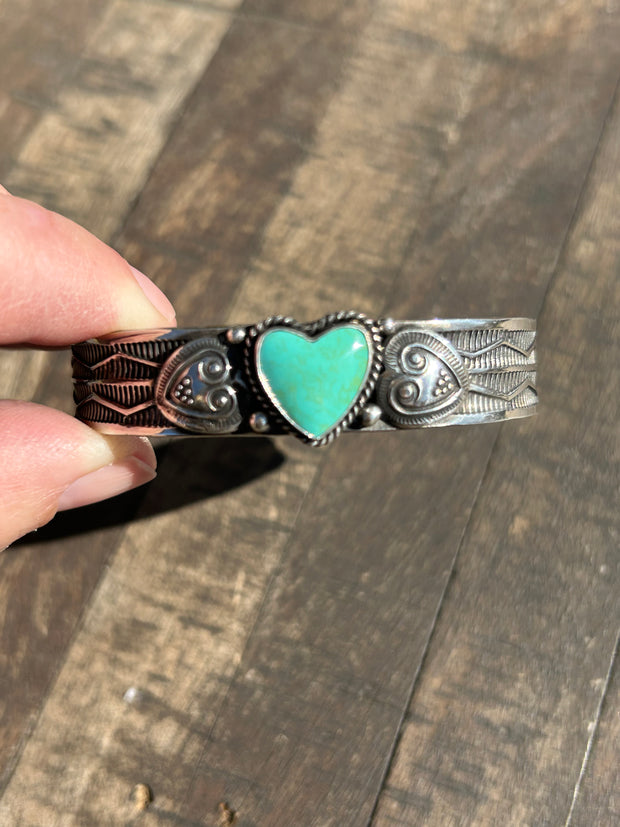 Stamped Kingman Heart Cuffs