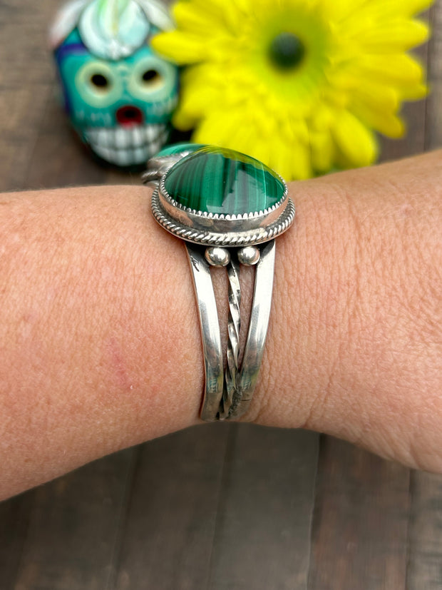 3 Stone Malachite Cuff
