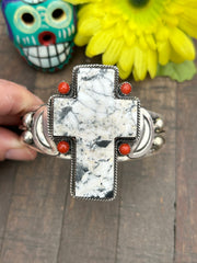 White Buffalo and Coral Cuff