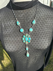 Kingman Turquoise Cluster Necklace
