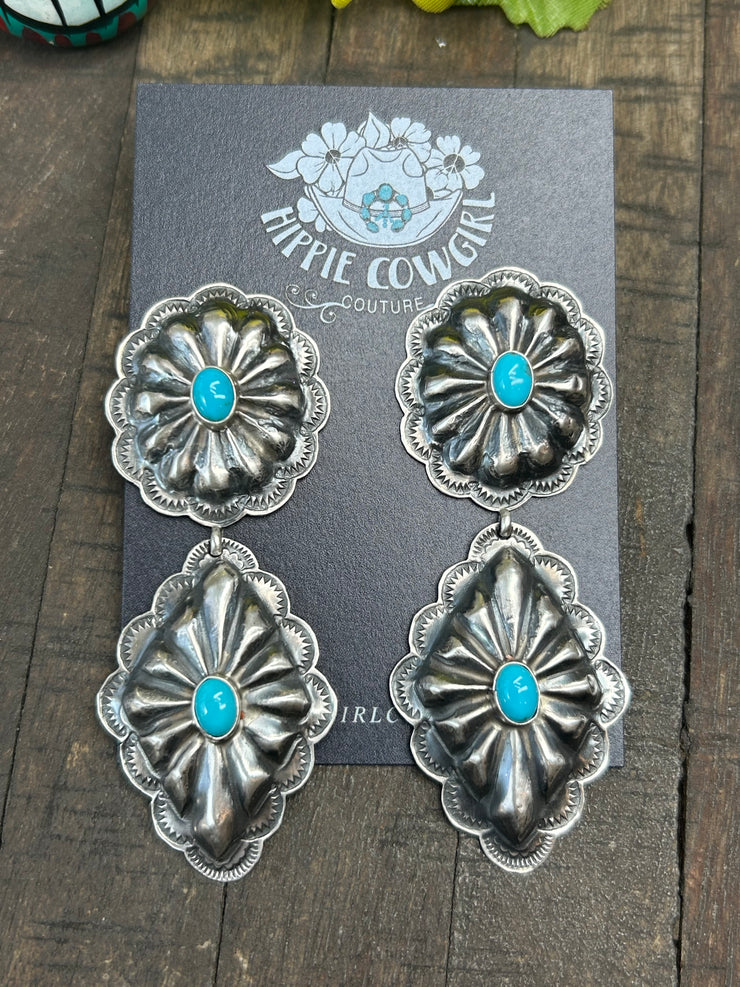 Sleeping Beauty Concho Earrings- B