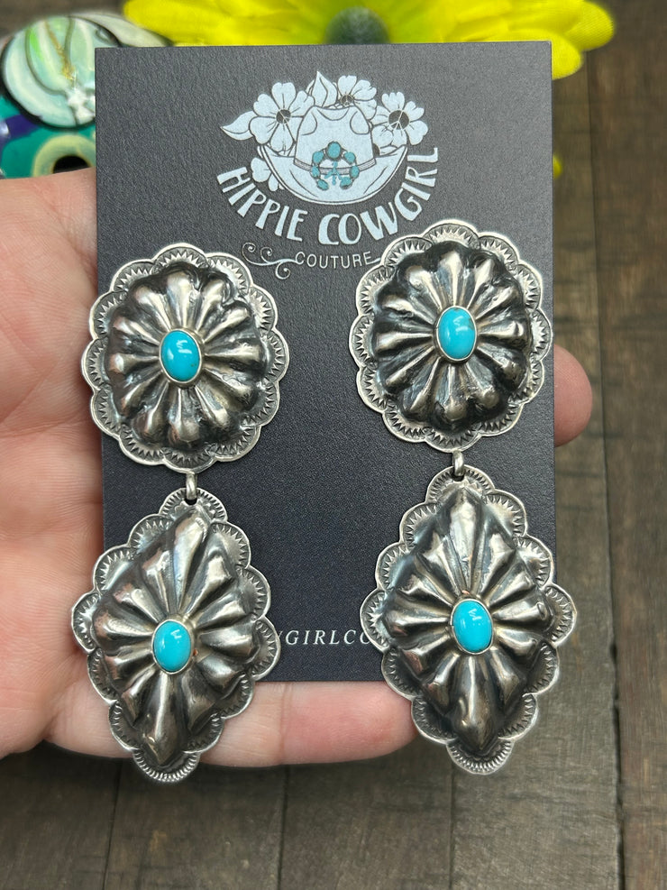 Sleeping Beauty Concho Earrings- B