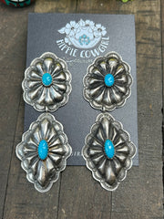 Sleeping Beauty Concho Earrings- A