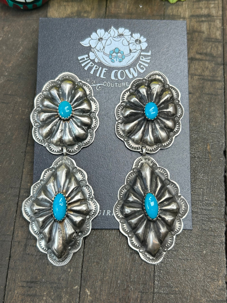 Sleeping Beauty Concho Earrings- A
