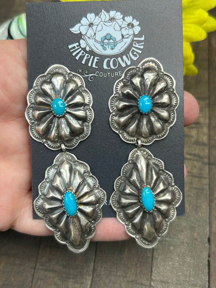 Sleeping Beauty Concho Earrings- A