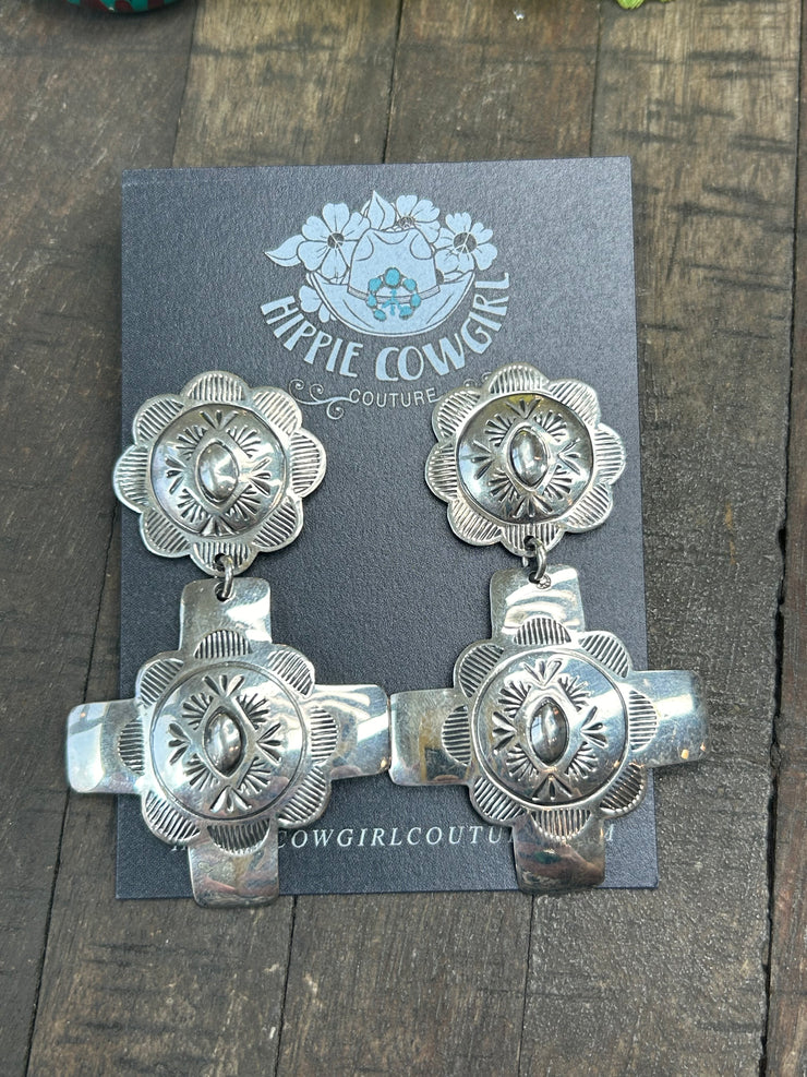 Cross Concho Earrings