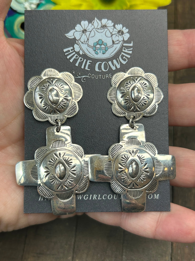 Cross Concho Earrings