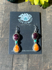 3 Stone Spiny Earrings