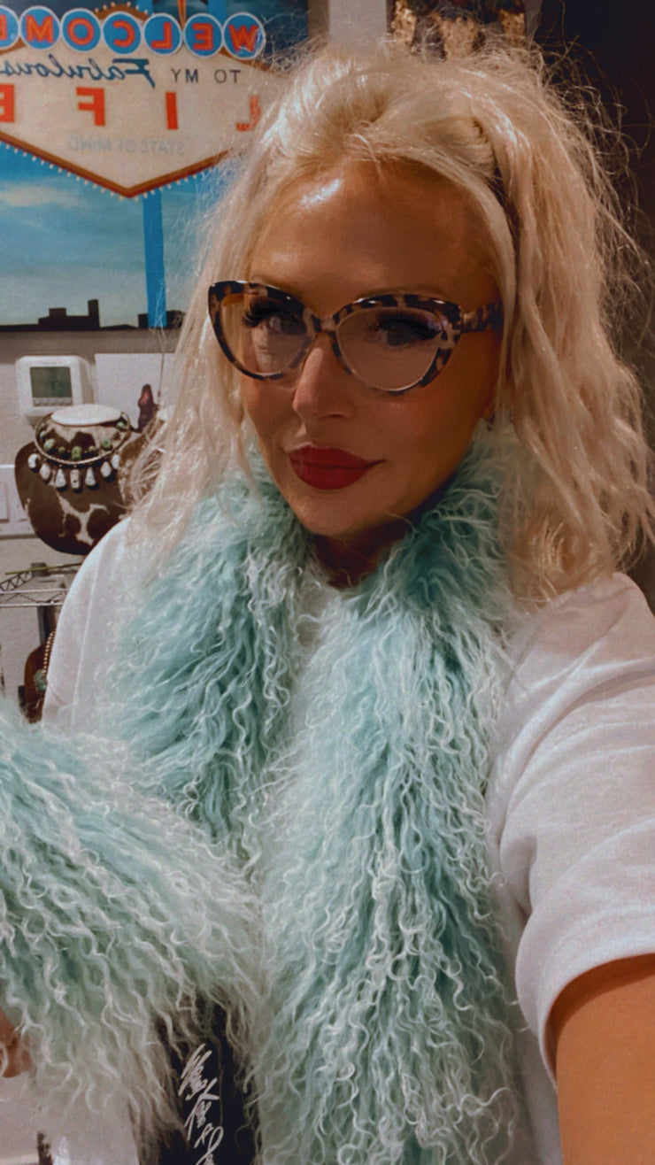 Turquoise Fuzzy Fling Scarf